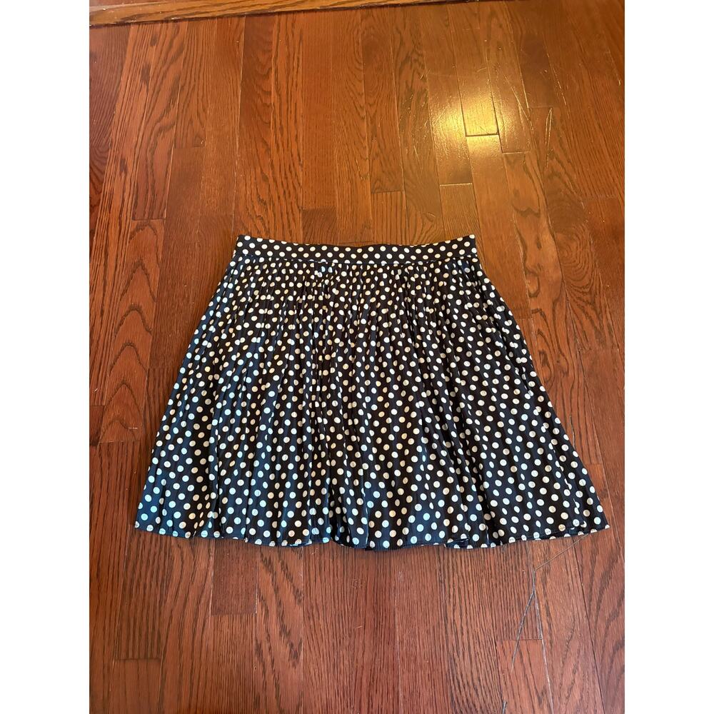 J. Crew Navy Blue White Polka Dot Pleated A-Line Skirt Size 6 - Picture 3 of 4